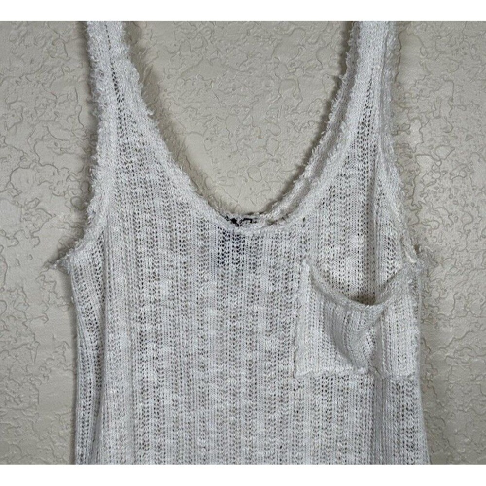 Rue 21 Womens Small Cream Boho Hippie Festival Tank Top Pocket Y2K Cottagecore